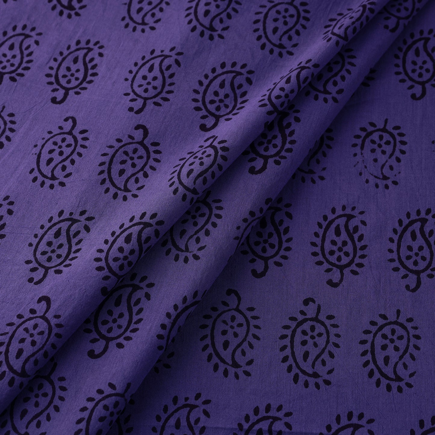 Purple - Natural Dyed Bagh Block Print Mul Cotton Fabric 06