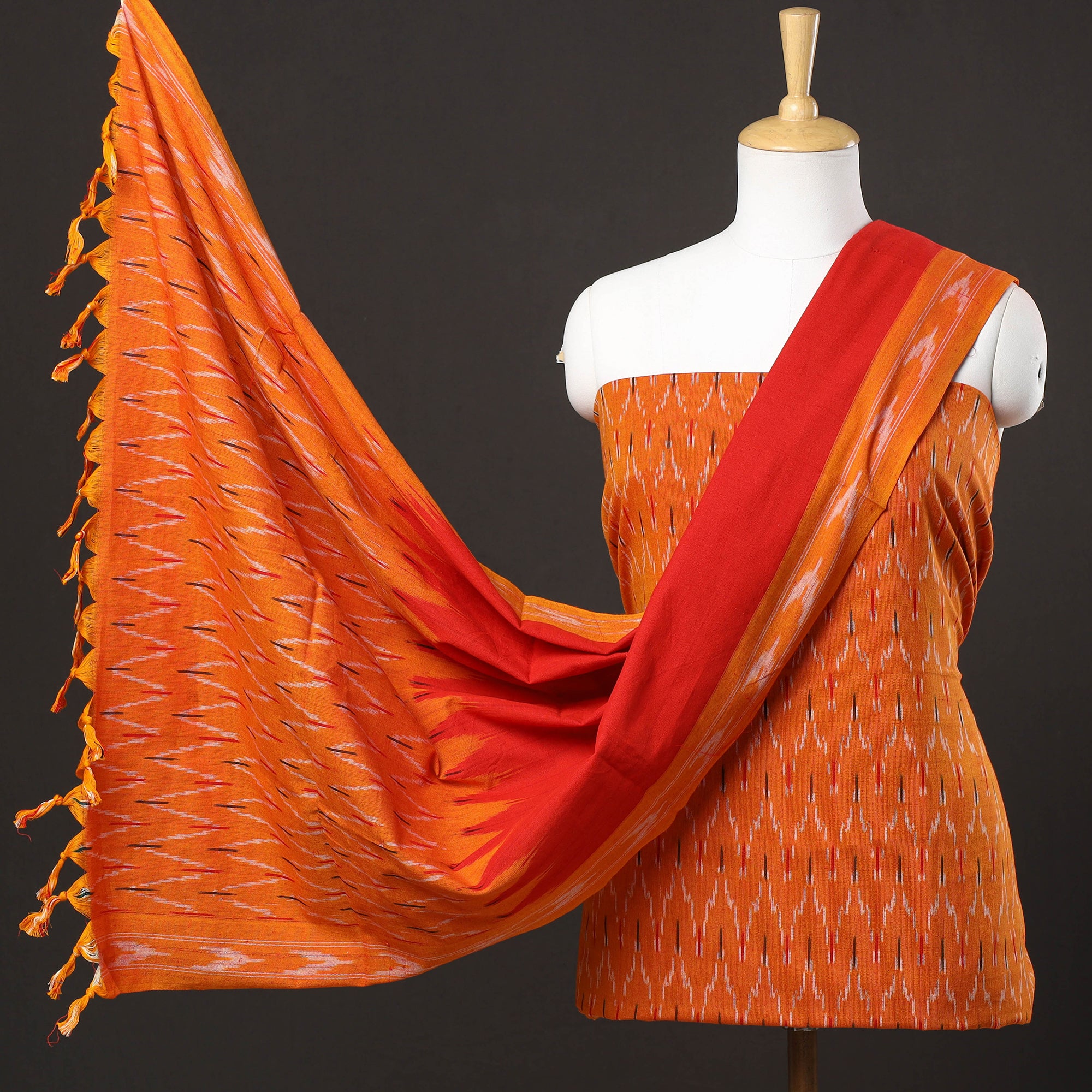 Buy 3pc Sambalpuri Handloom Ikat Cotton Suit Material Set at iTokri.com -  iTokri आई.टोकरी