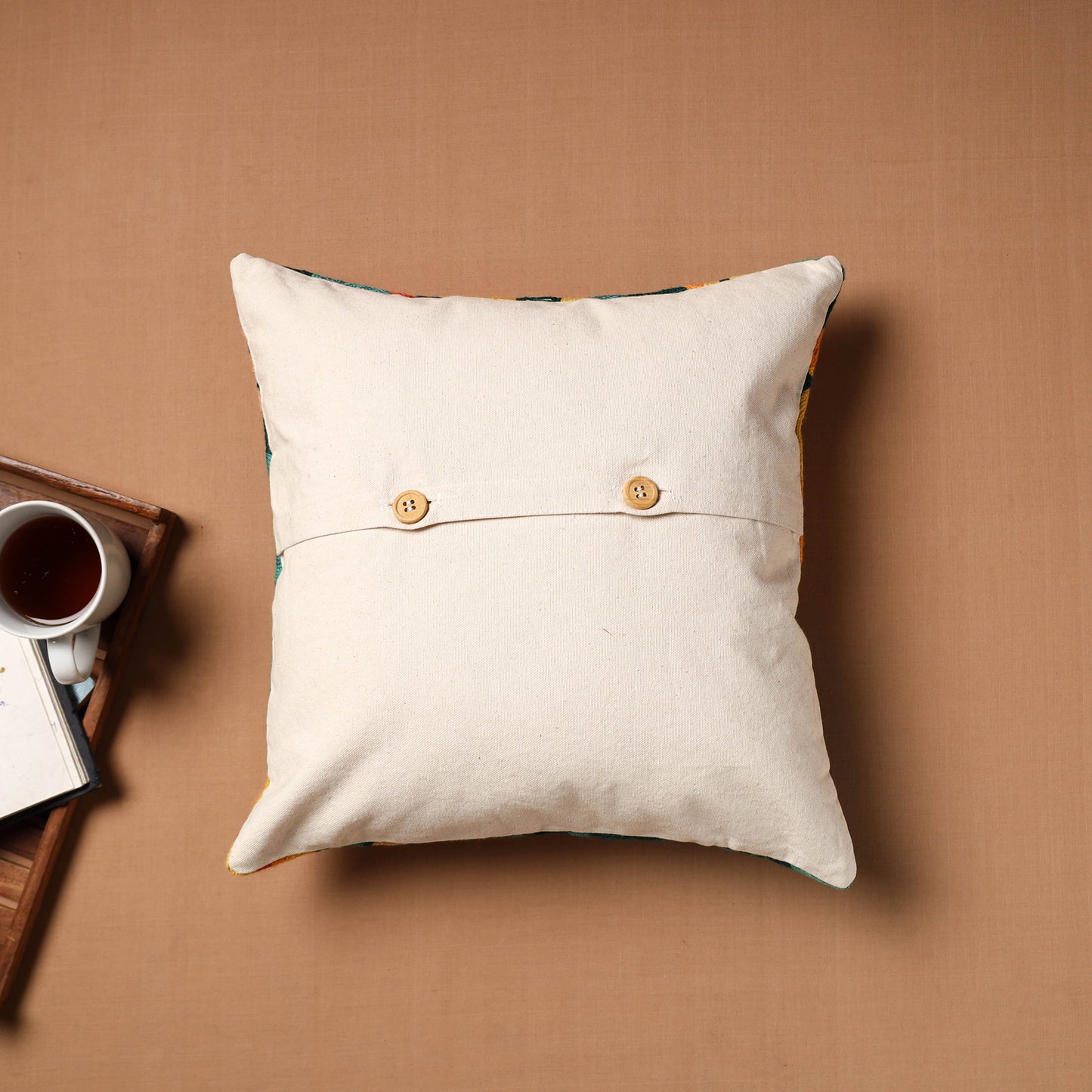 Maroon - Crewel Hand Embroidered Cushion Cover 04