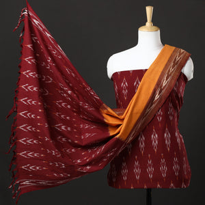 3pc Pochampally Ikat Weave Handloom Cotton Suit Material Set 40