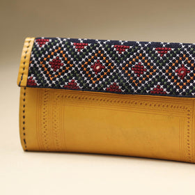 Yellow Handcrafted Kutch Jat Embroidery Leather Wallet