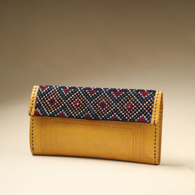 Yellow Handcrafted Kutch Jat Embroidery Leather Wallet