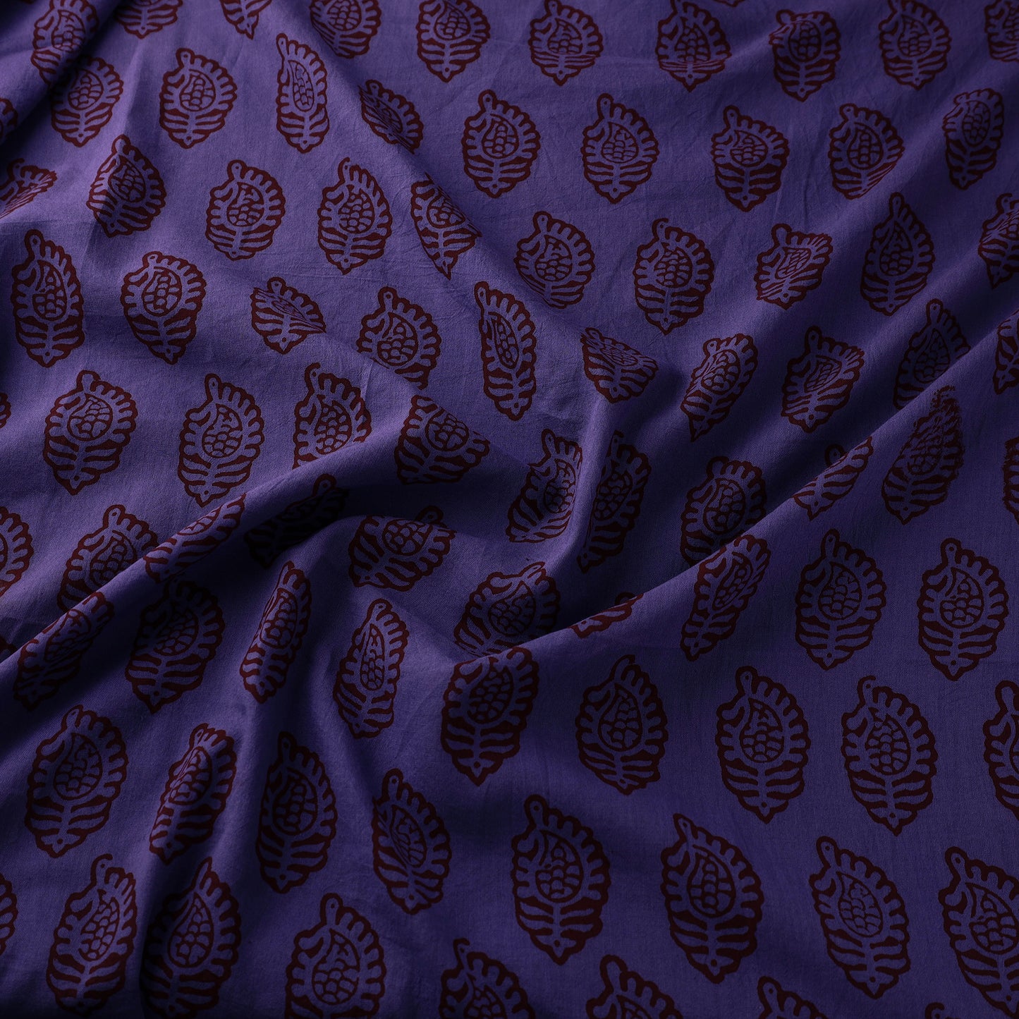 Purple - Natural Dyed Bagh Block Print Mul Cotton Fabric 08