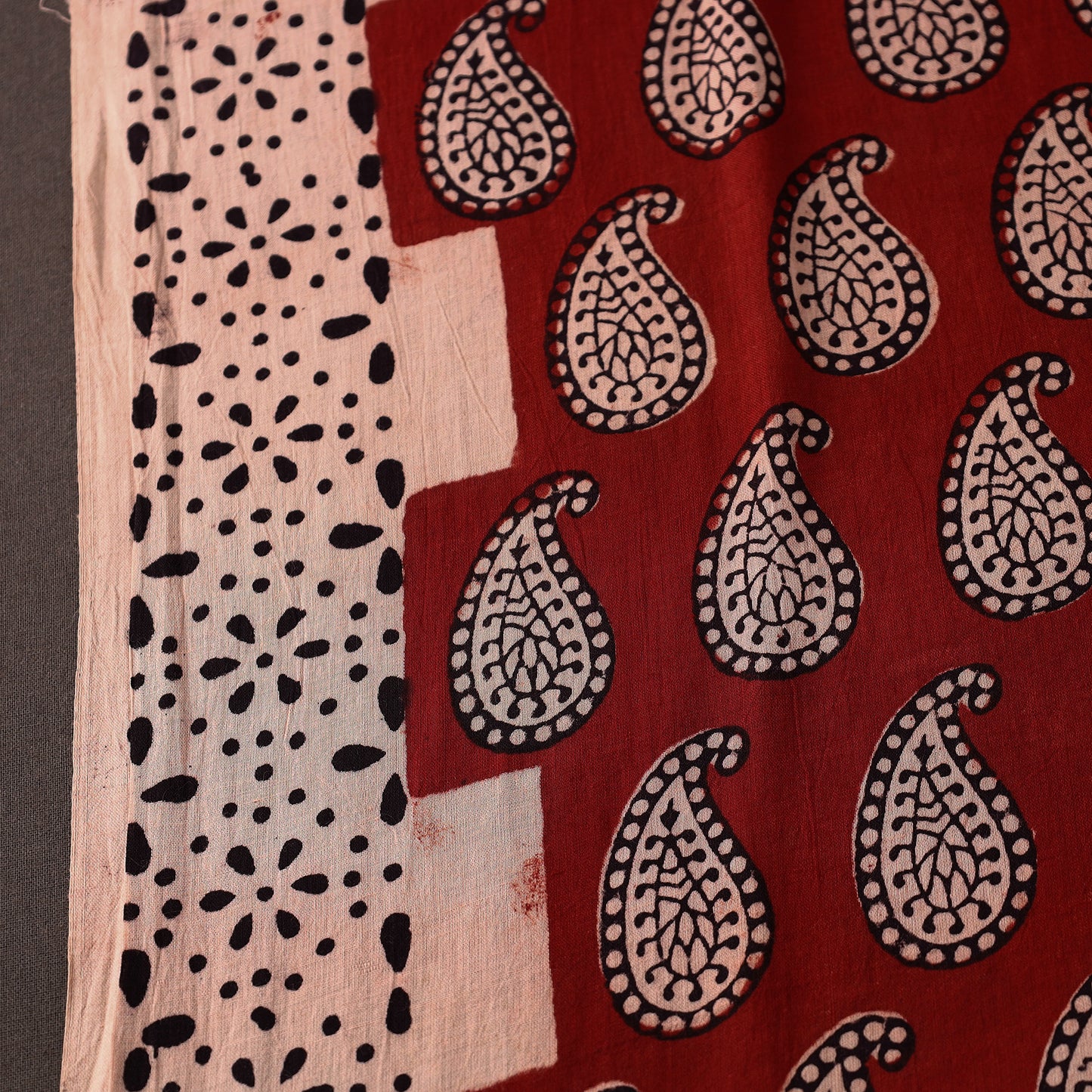 Red - Natural Dyed Bagh Block Print Mul Cotton Fabric 09