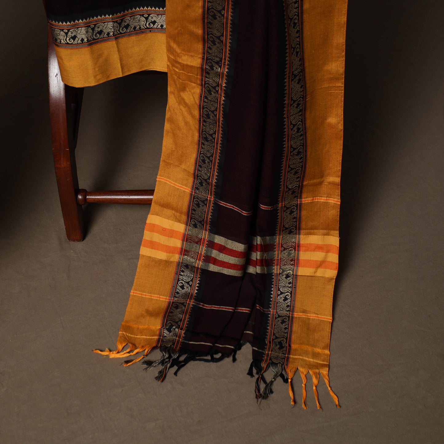 Dharwad Mercerised Cotton 3pc Unstitched Dress Material Suit Set with Woven Border 12