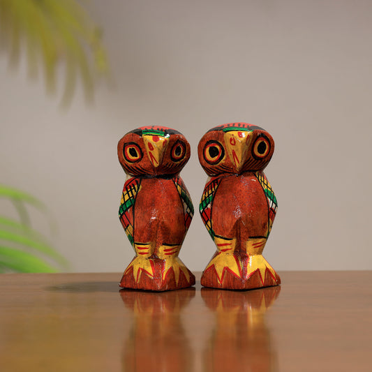 King & Queen - Traditional Burdwan Wood Craft Handpainted Sculpture (Tiny, Set of 2) 35
