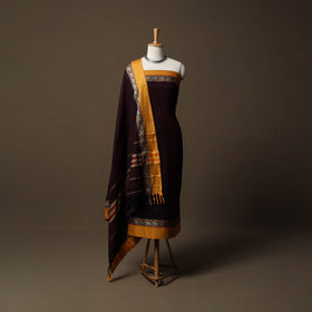 Dharwad Mercerised Cotton 3pc Unstitched Dress Material Suit Set with Woven Border 12
