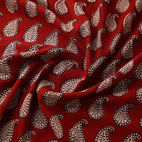 Red - Natural Dyed Bagh Block Print Mul Cotton Fabric 09