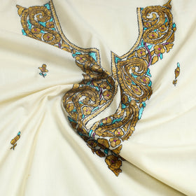 Light yellow - kashida hand embroidery cotton unstitched