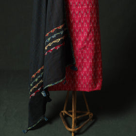 Pochampally Ikat Weave Cotton 2pc Unstitched Dress Material Kurta Set 11