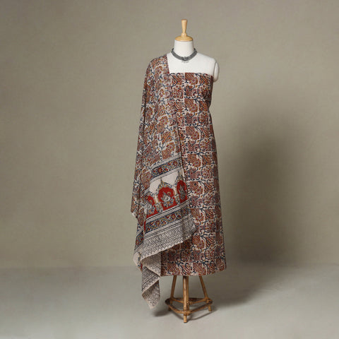 Beige - 2pc pedana cotton unstitched kalamkari dress