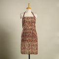 Red Kalamkari Block Print Cotton Apron with Pocket