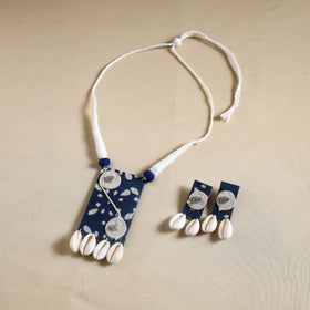 Blue - handmade shell work fabart necklace set 06