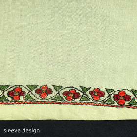 Yellow - kashida hand embroidery cotton unstitched kurta