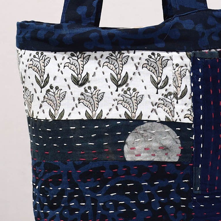 kantha block print shopping bag