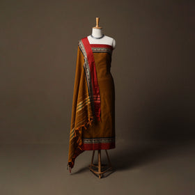 Dharwad Mercerised Cotton 3pc Unstitched Dress Material Suit Set with Woven Border 14