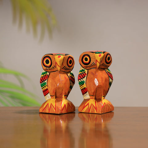 King & Queen - Traditional Burdwan Wood Craft Handpainted Sculpture (Tiny, Set of 2) 37