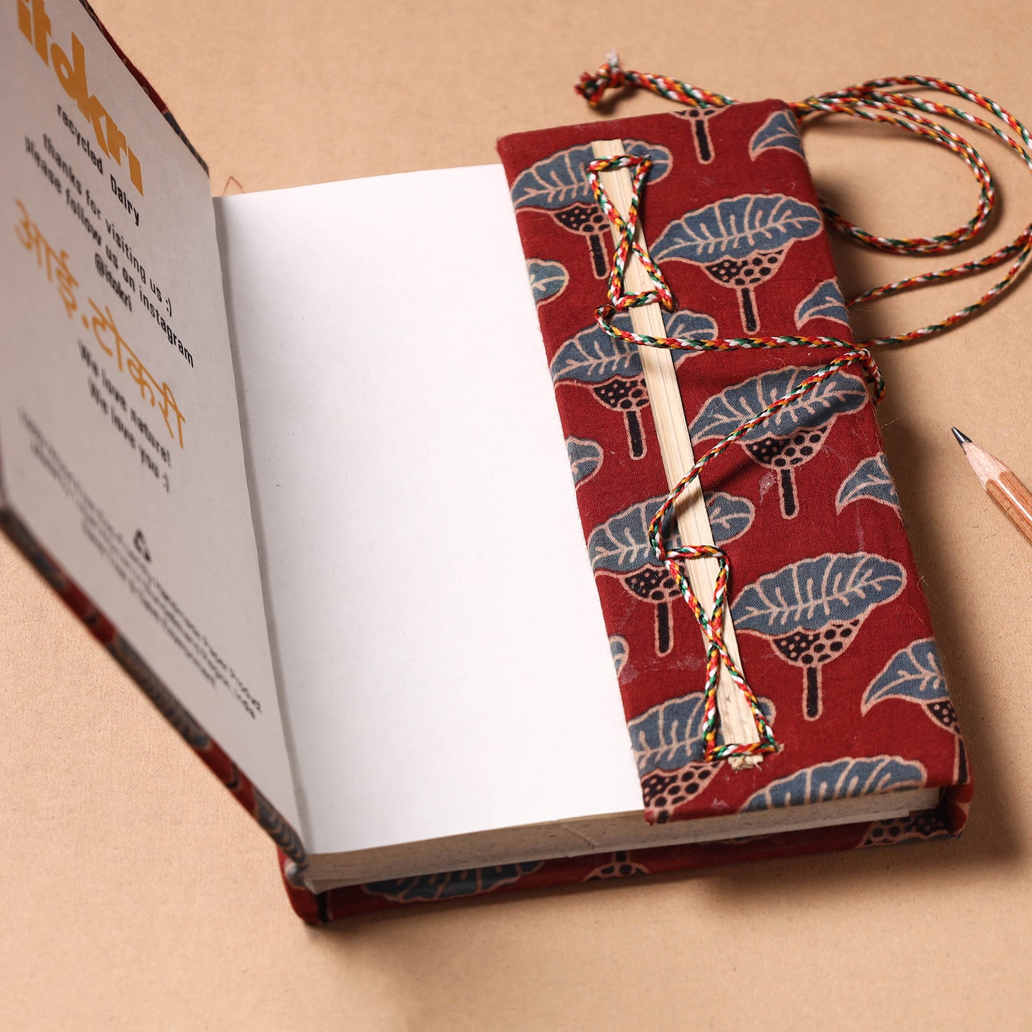 Ajrakh Fabric Cover Handmade Paper Notebook with Thread Lock