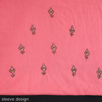 Pink - Kashida Hand Embroidery Cotton Kurta Material (2.65m) 08