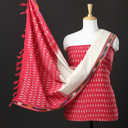 3pc Pochampally Ikat Weave Handloom Cotton Suit Material Set 44