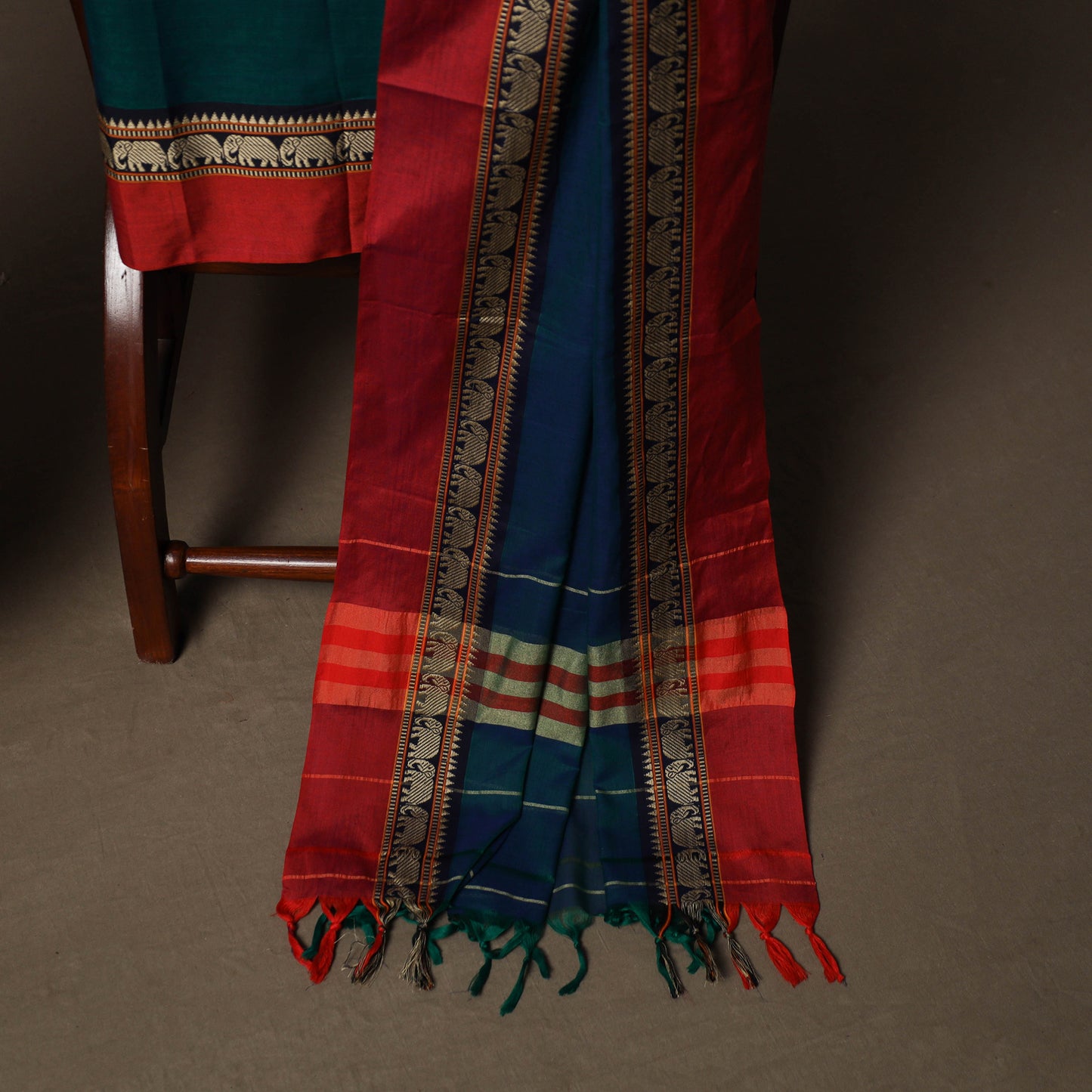 Dharwad Mercerised Cotton 3pc Unstitched Dress Material Suit Set with Woven Border 15