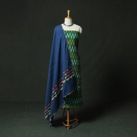 Pochampally Ikat Weave Cotton 2pc Unstitched Dress Material Kurta Set 14