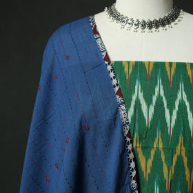 Pochampally Ikat Weave Cotton 2pc Unstitched Dress Material Kurta Set 14