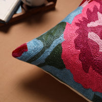 Multicolor - Crewel Hand Embroidered Cushion Cover 08