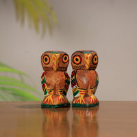 King & Queen - Traditional Burdwan Wood Craft Handpainted Sculpture (Tiny, Set of 2) 38