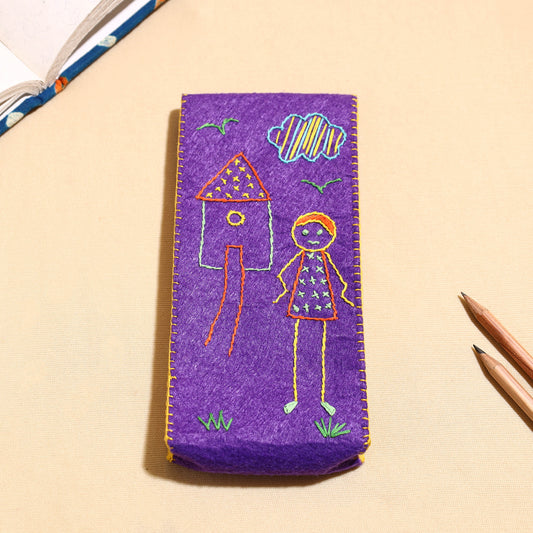 Handcrafted Embroidered Felt Pencil Pouch