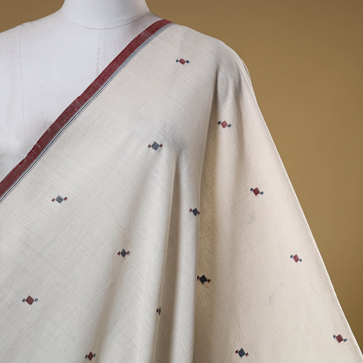 White - handspun handloom natural dyed cotton buti