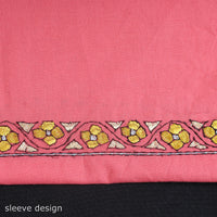 Pink - Kashida Hand Embroidery Cotton Kurta Material (2.45m) 10