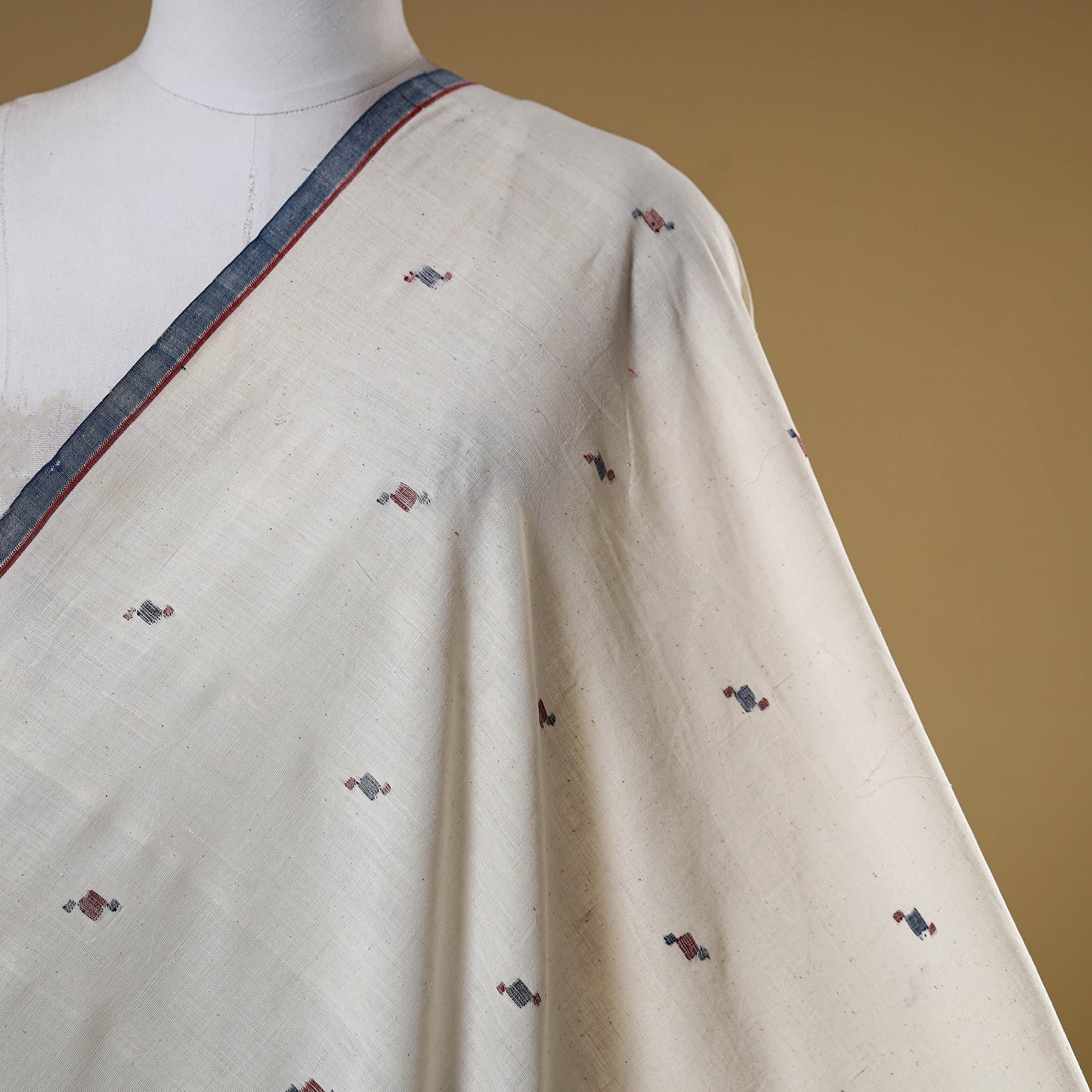 White - handspun handloom natural dyed cotton buti