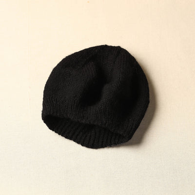 Black - Kumaun Hand Knitted Woolen Beret Cap 53