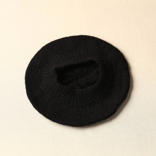 Black - Kumaun Hand Knitted Woolen Beret Cap 53