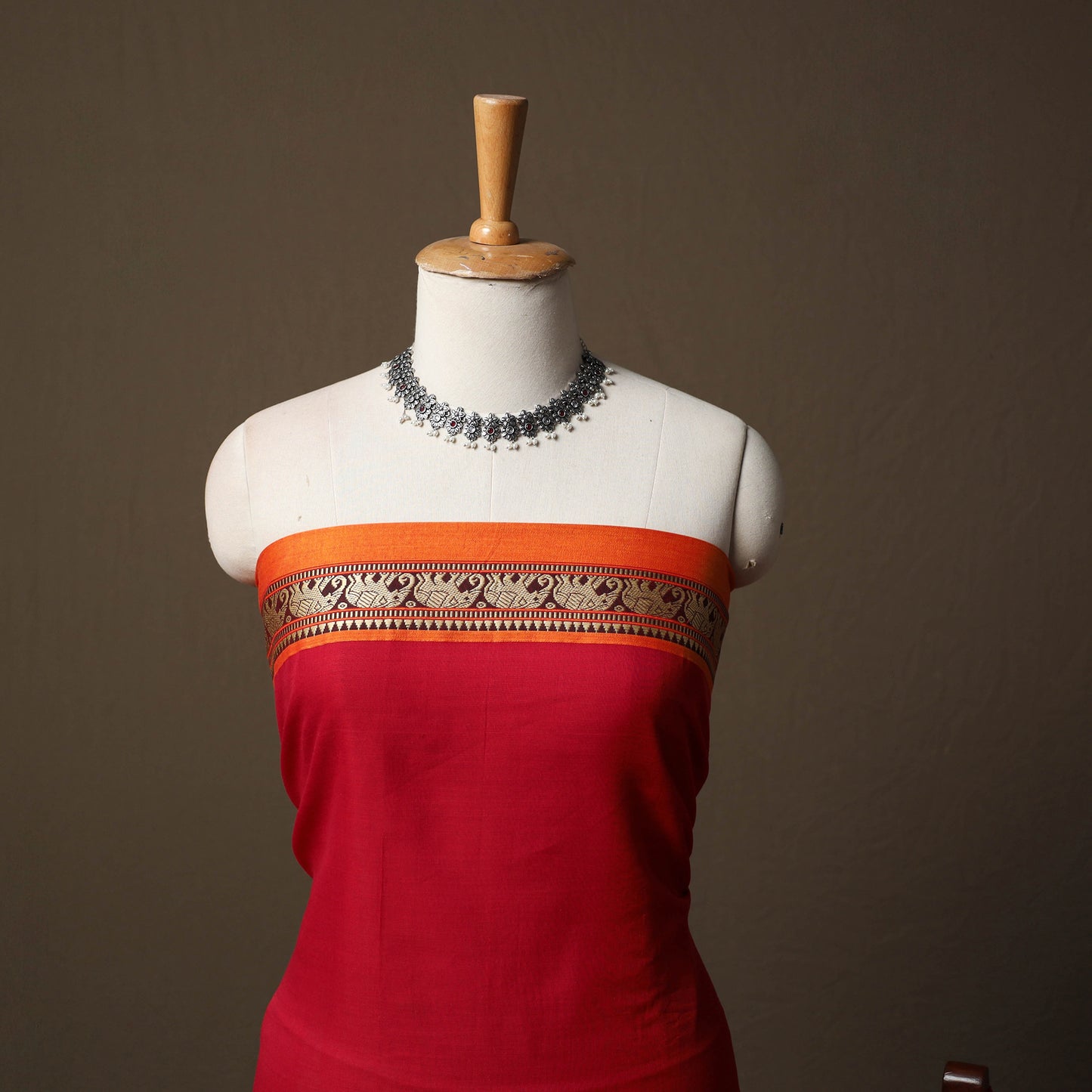 Dharwad Mercerised Cotton 3pc Unstitched Dress Material Suit Set with Woven Border 17