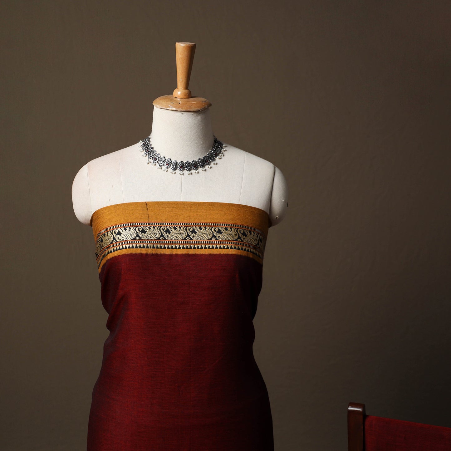 Dharwad Mercerised Cotton 3pc Unstitched Dress Material Suit Set with Woven Border 18