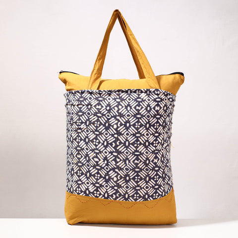 kantha block print shopping bag