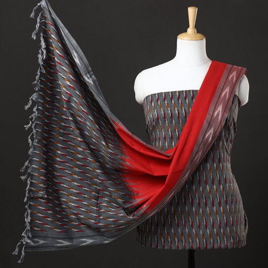 3pc Pochampally Ikat Weave Handloom Cotton Suit Material Set 49