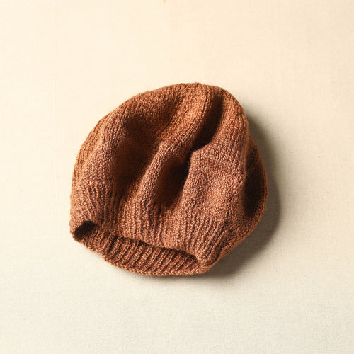 Brown - Kumaun Hand Knitted Woolen Beret Cap 55