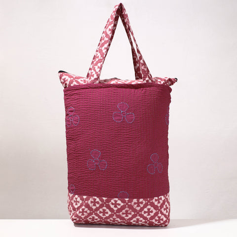 kantha block print shopping bag