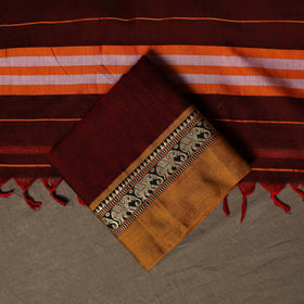 Dharwad Mercerised Cotton 3pc Unstitched Dress Material Suit Set with Woven Border 18