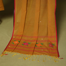 Yellow - 2pc handloom cotton unstitched phulia jamdani