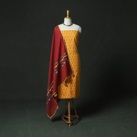 Pochampally Ikat Weave Cotton 2pc Unstitched Dress Material Kurta Set 17