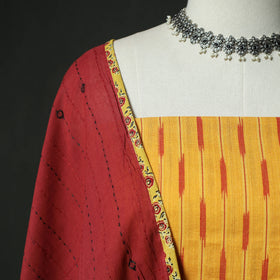 Pochampally Ikat Weave Cotton 2pc Unstitched Dress Material Kurta Set 17