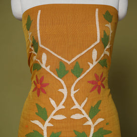 Yellow - 2pc handloom cotton unstitched phulia jamdani