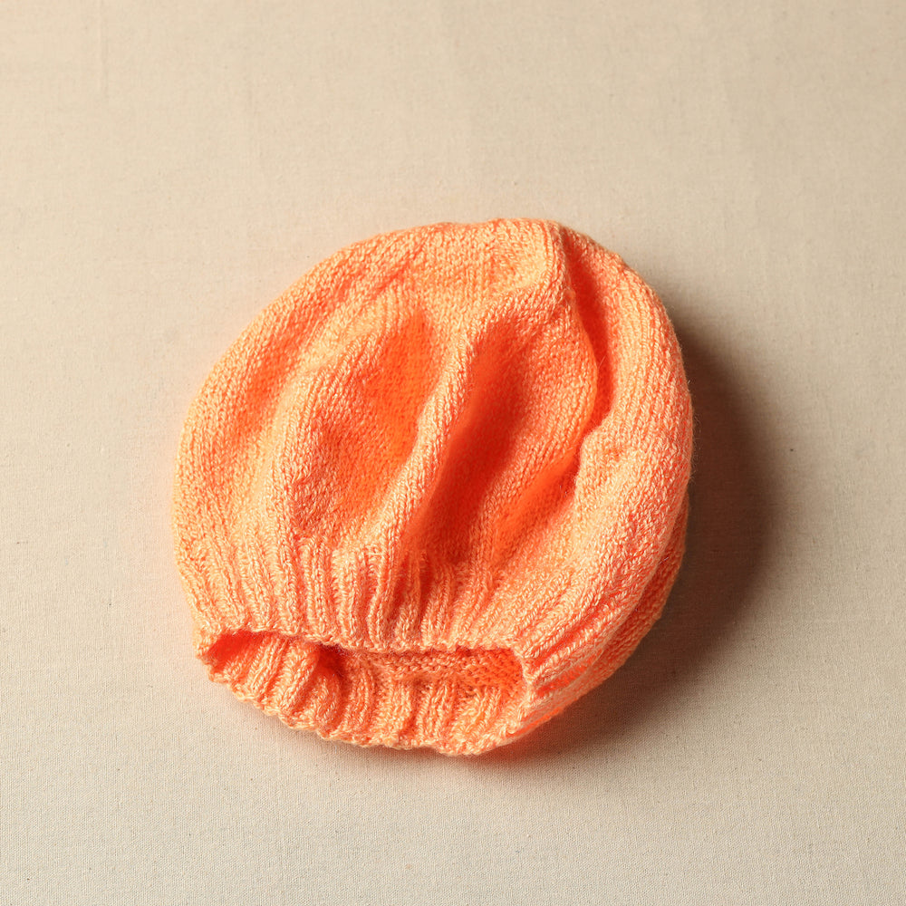 Orange - Kumaun Hand Knitted Woolen Beret Cap 56