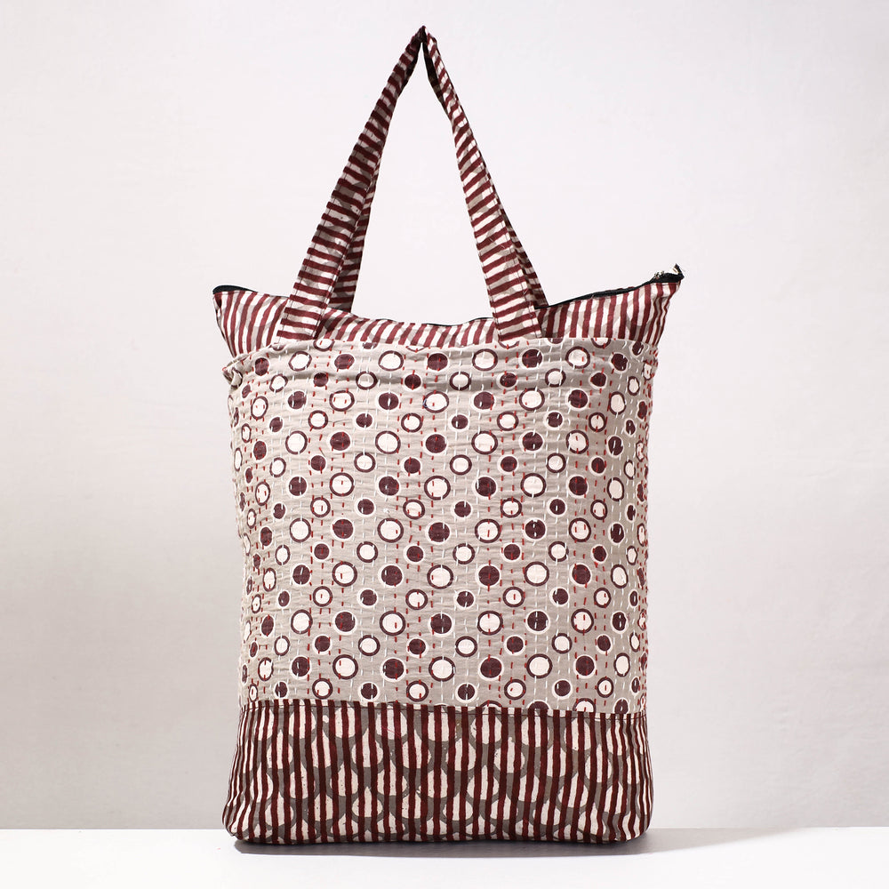 kantha block print shopping bag