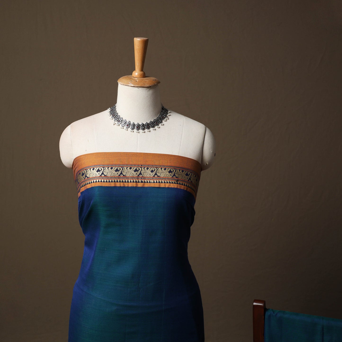 Dharwad Mercerised Cotton 3pc Unstitched Dress Material Suit Set with Woven Border 19