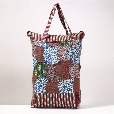 kantha block print shopping bag